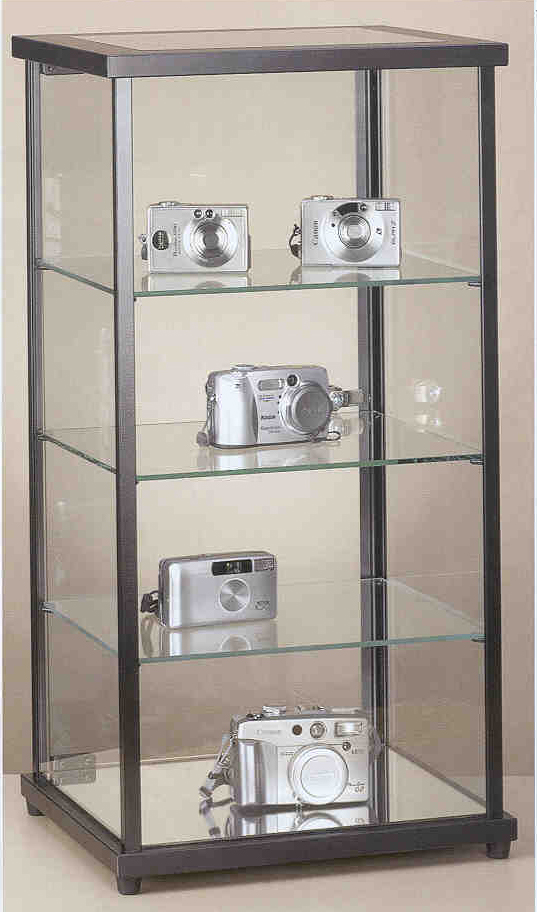 counter top display case, square with shelves